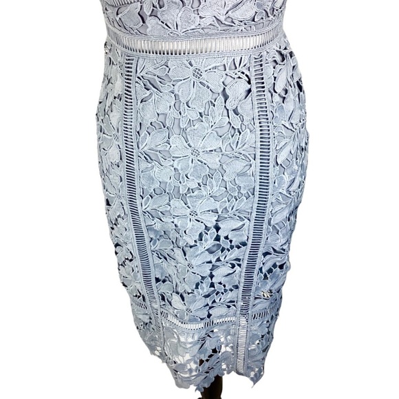 Bardot Botanical Lace Dress in Dusty Blue - Picture 11 of 15